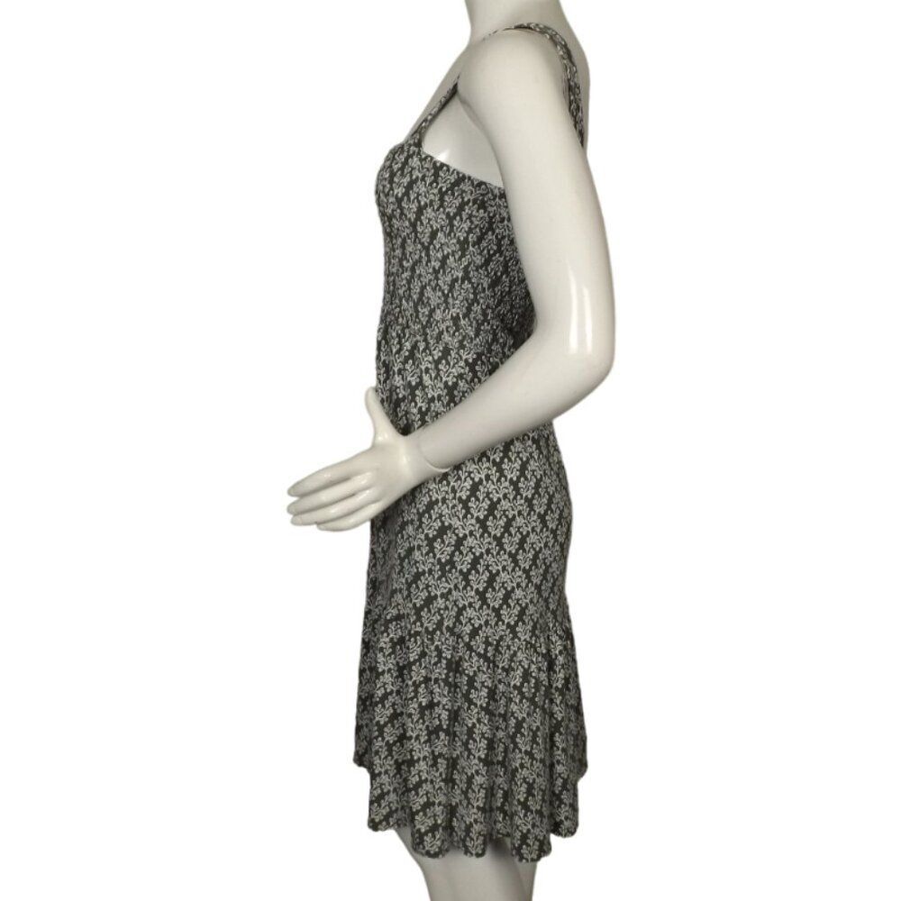 LOFT Summer Dress, S, Smocked Bodice, Straps, Green/White Ivy print,Knee length - Picture 9 of 13